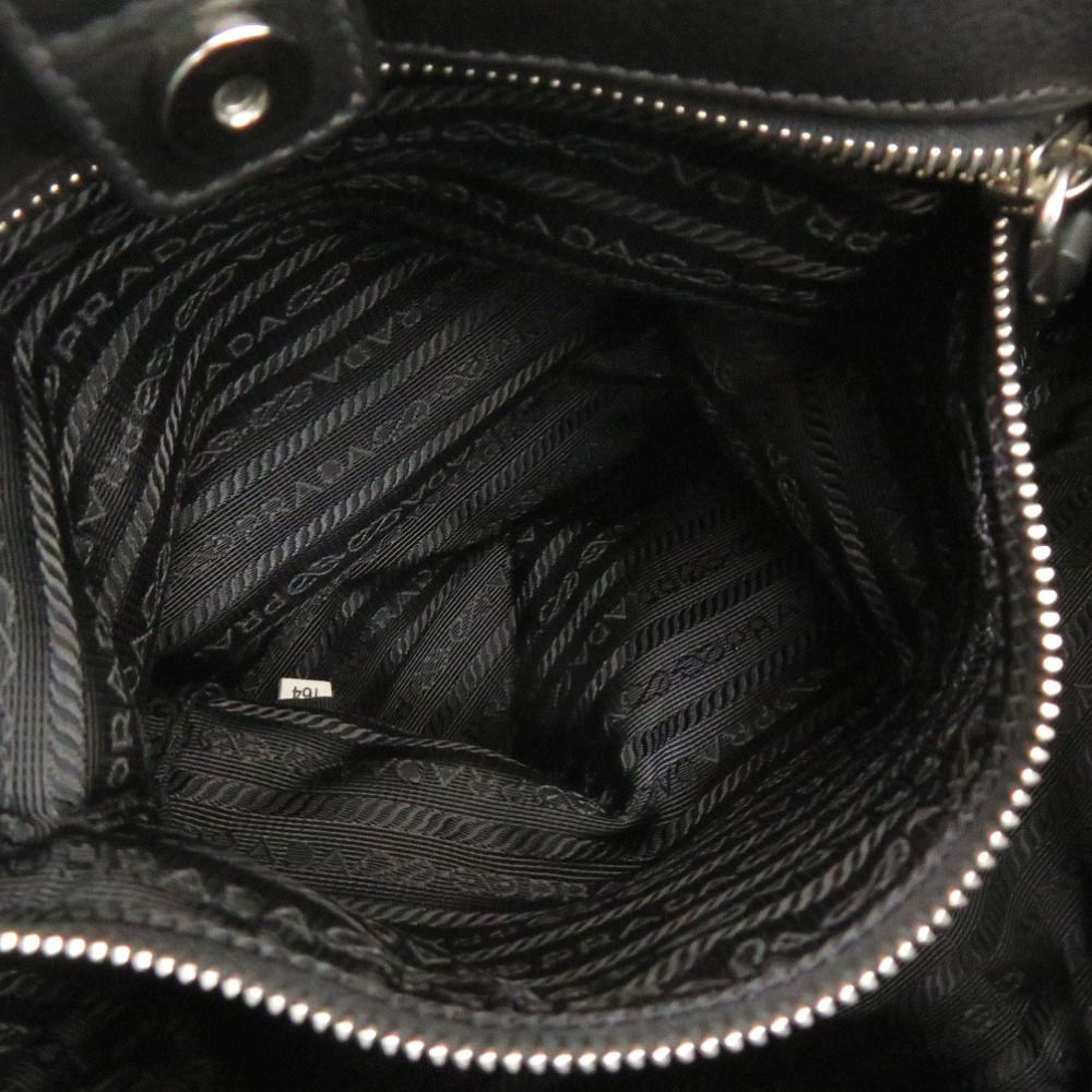 Prada Vitellino Mordo Leather Purple Black Handbag — view 7