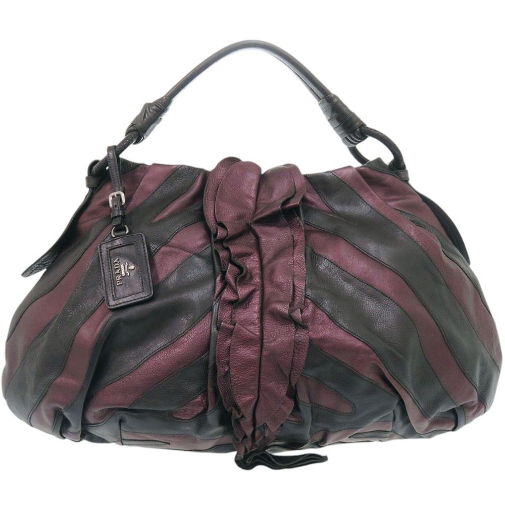 Prada Vitellino Mordo Leather Purple Black Handbag