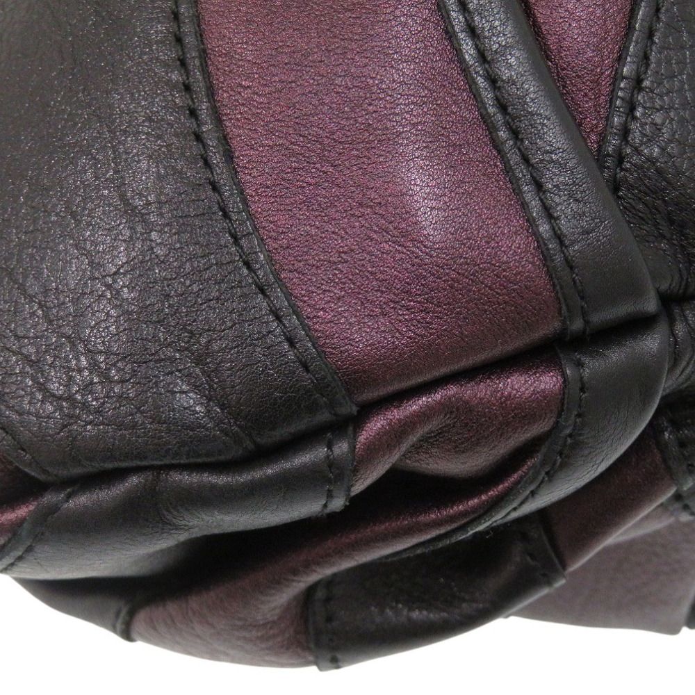 Prada Vitellino Mordo Leather Purple Black Handbag — view 5
