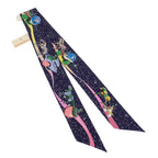 Hermes Twilly Space Scarf Silk Navy Marine Rose — view 2