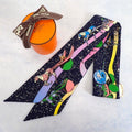 Hermes Twilly Space Scarf Silk Navy Marine Rose