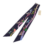Hermes Twilly Space Scarf Silk Navy Marine Rose — view 2