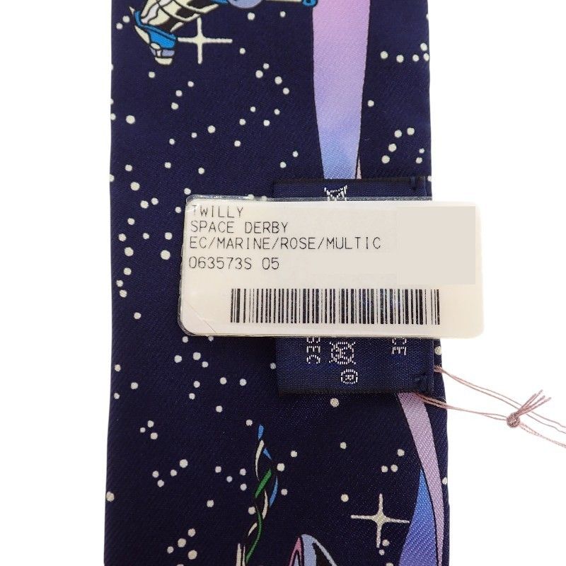 Hermes Twilly Space Scarf Silk Navy Marine Rose — view 6