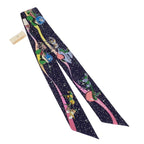 Hermes Twilly Space Scarf Silk Navy Marine Rose — view 3
