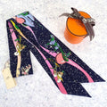 Hermes Twilly Space Scarf Silk Navy Marine Rose