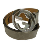 Gucci Interlocking Buckle Belt GG Supreme All Pattern Silver Gray