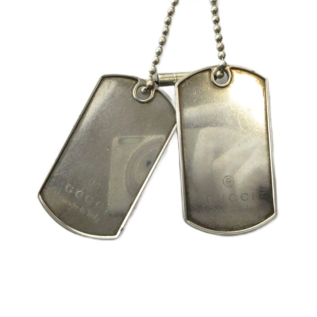 Gucci Double Dog Tag Pendant Silver