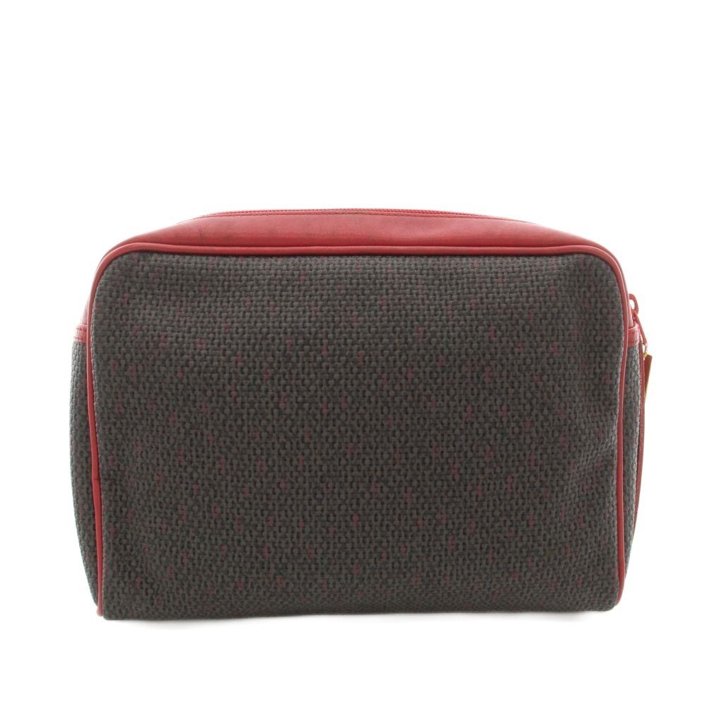 Saint Laurent Vintage Clutch Leather All Over Pattern Red Gray YT — view 3