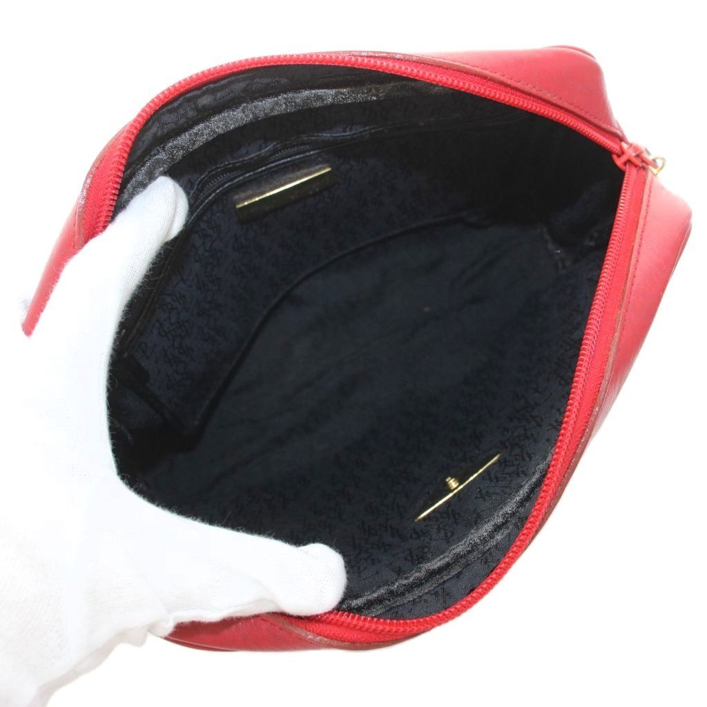 Saint Laurent Vintage Clutch Leather All Over Pattern Red Gray YT — view 6