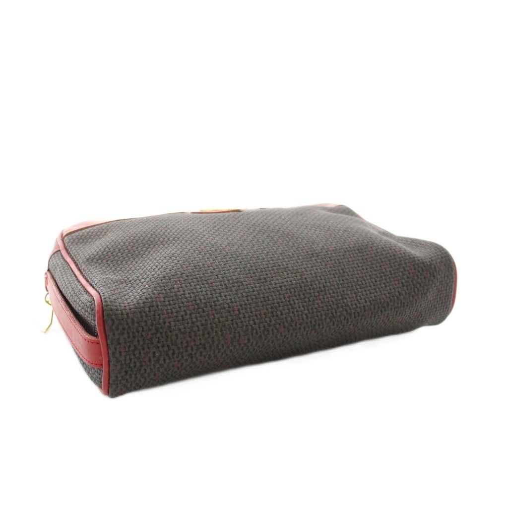 Saint Laurent Vintage Clutch Leather All Over Pattern Red Gray YT — view 4