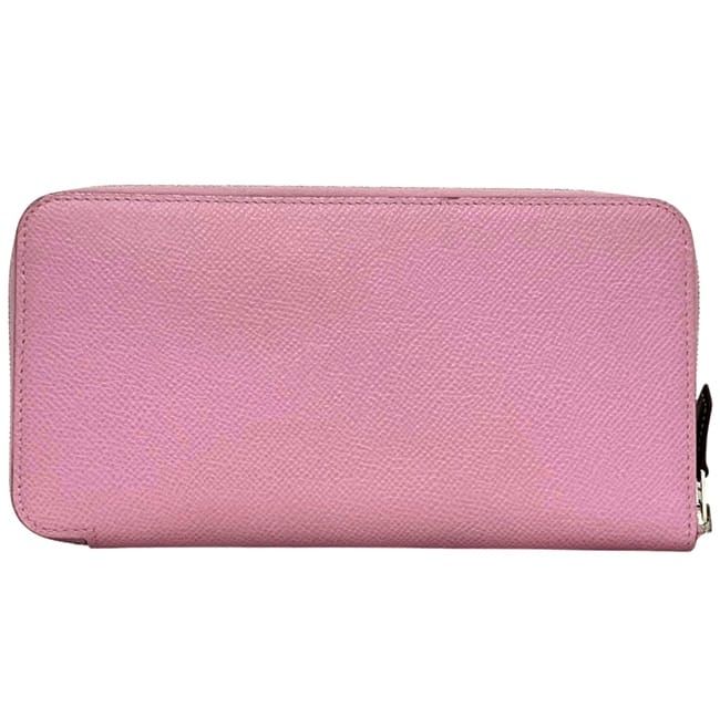 Hermes Wallet Azap Silk in Zip Around Veau Joan Citron Mauve Silvestre Pink — view 3