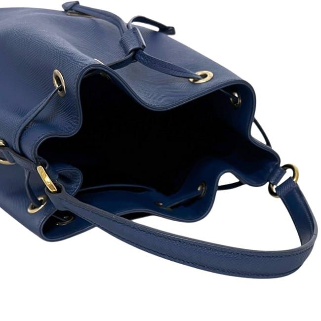 Prada Drawstring Shoulder Bag 2-Way Hand 1 BE 032 158 Saffiano Leather Azzurro — view 8