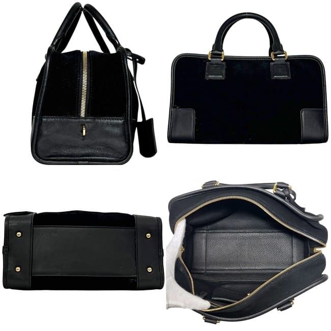Loewe Handbag Amazona 28 Anagram Suede Leather Black — view 2
