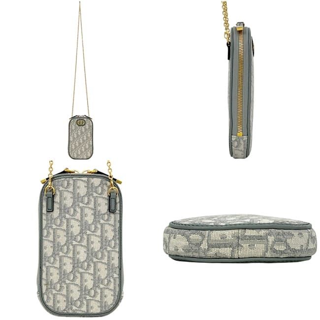 Dior Von Shoulder Chain Bag Oblique 30 Montaigne Utzq Canvas Gray CD — view 2