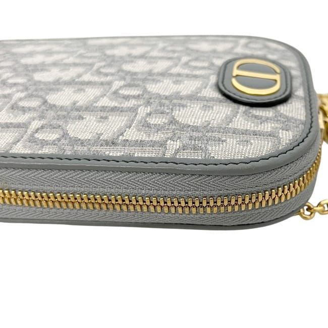 Dior Von Shoulder Chain Bag Oblique 30 Montaigne Utzq Canvas Gray CD — view 9