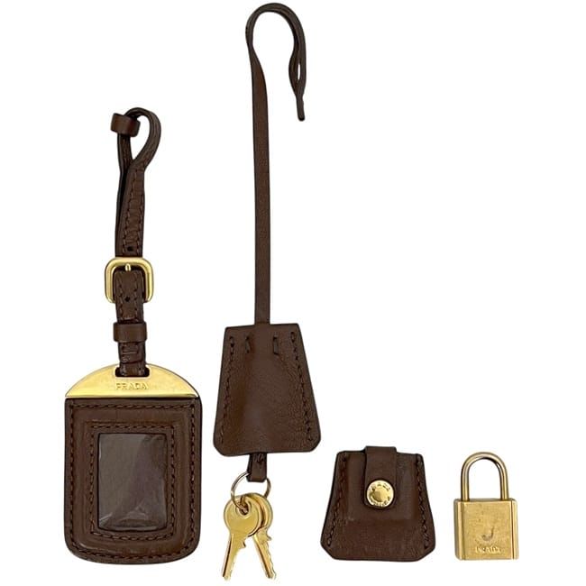 Prada Mini Boston Bag Leather Vitello Daino Brown — view 9