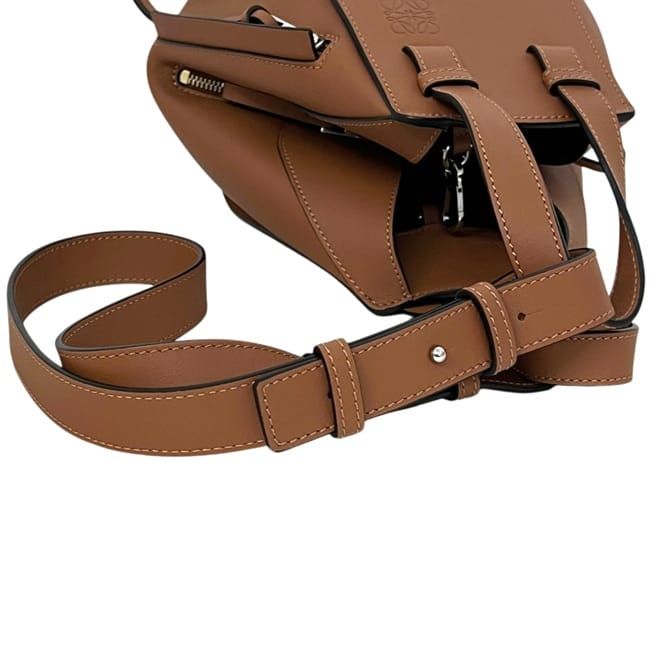 Loewe 2-Way Hammock Compact Shoulder Bag Anagram Smooth Leather Tan Brown — view 9