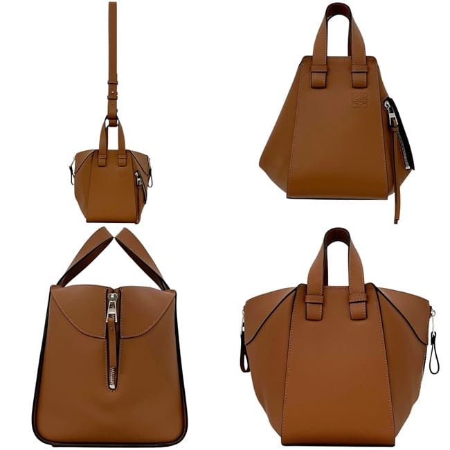 Loewe 2-Way Hammock Compact Shoulder Bag Anagram Smooth Leather Tan Brown — view 2