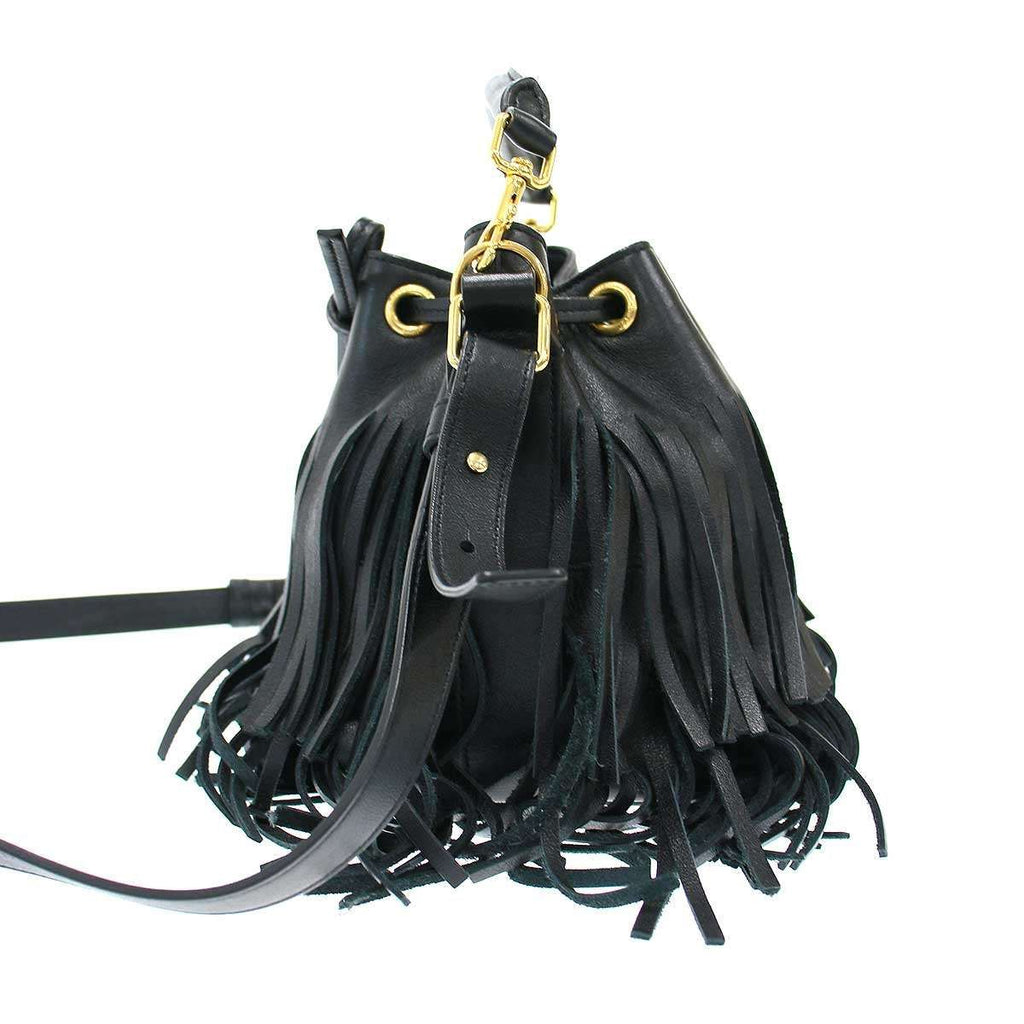 Saint Laurent Paris Emmanuelle Small Fringe Bucket Bag Black — view 4
