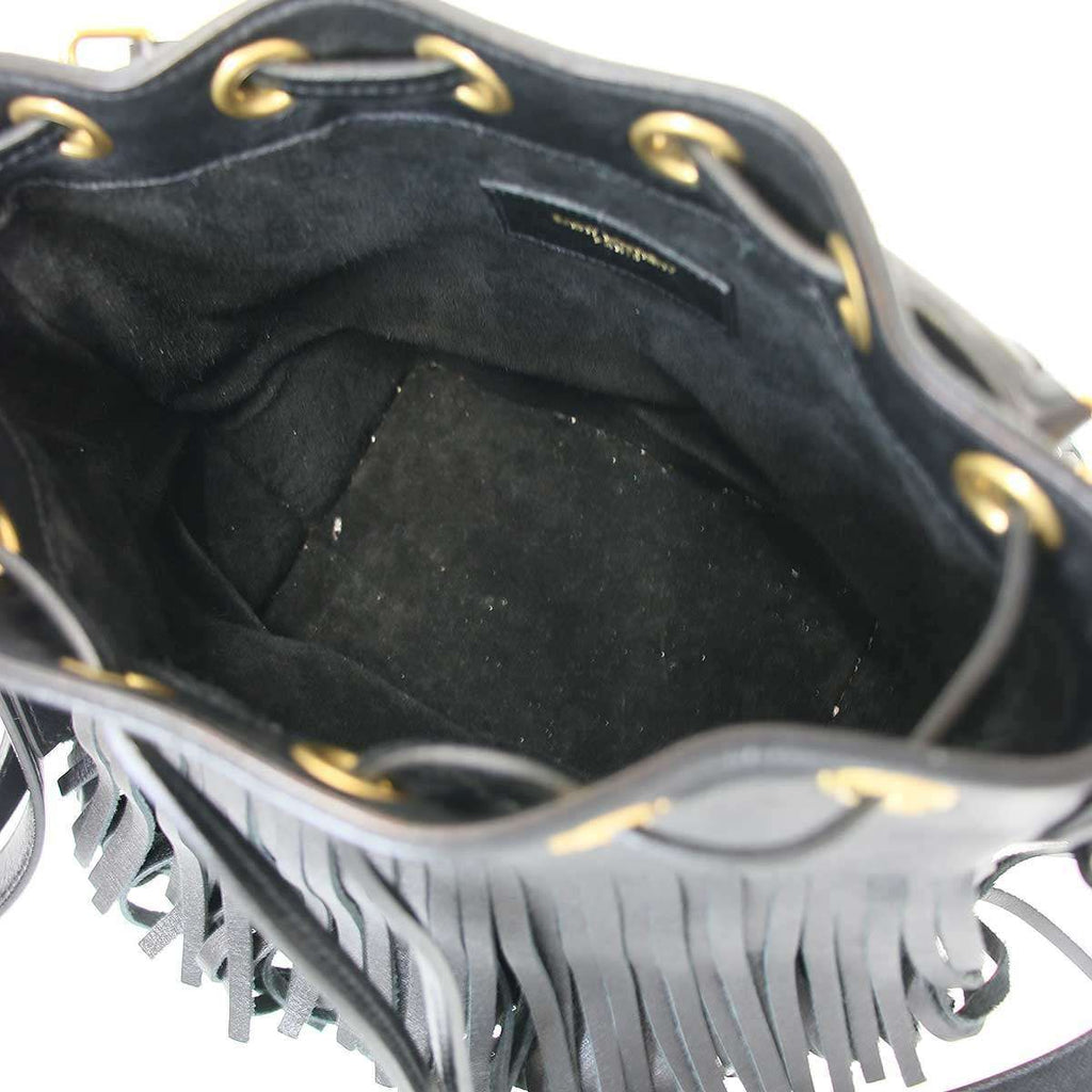Saint Laurent Paris Emmanuelle Small Fringe Bucket Bag Black — view 7