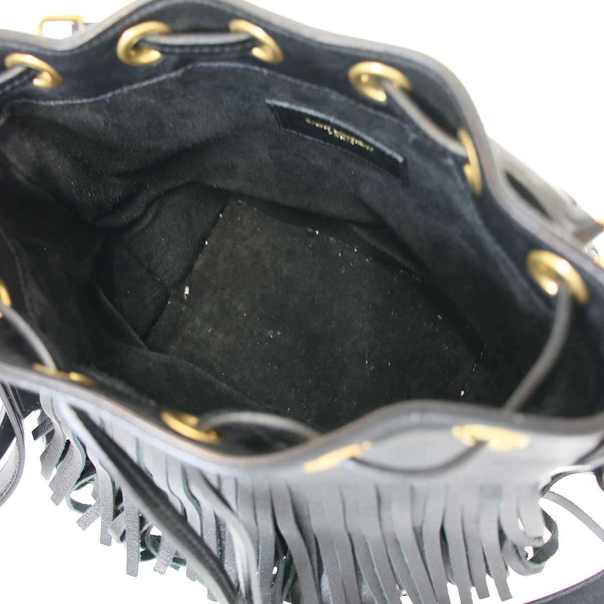 Saint Laurent Paris Emmanuelle Small Fringe Bucket Bag Black — view 7