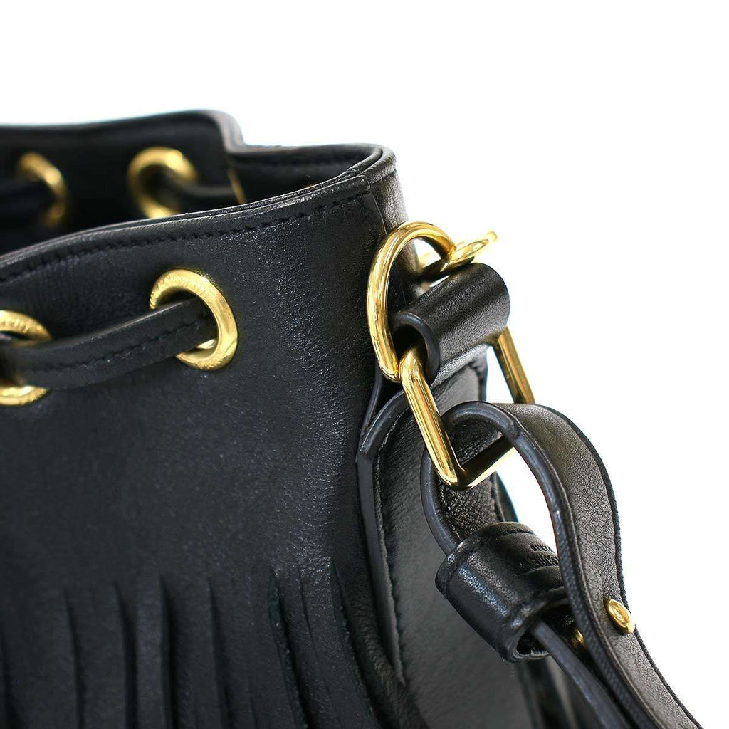 Saint Laurent Paris Emmanuelle Small Fringe Bucket Bag Black — view 8
