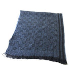 Gucci Scarf GG Fringe Wool Navy Blue