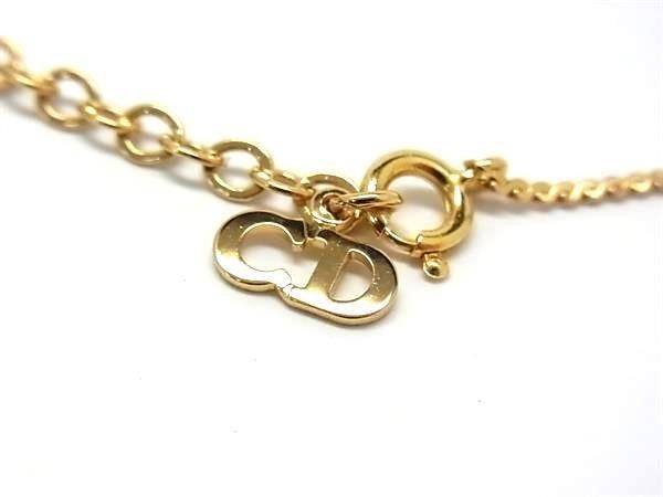 Dior Necklace CD Logo Gold Metal Rhinestone Vintage — view 3