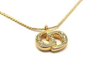 Dior Necklace CD Logo Gold Metal Rhinestone Vintage — view 2