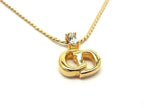 Dior Necklace CD Logo Gold Metal Rhinestone Vintage — view 2