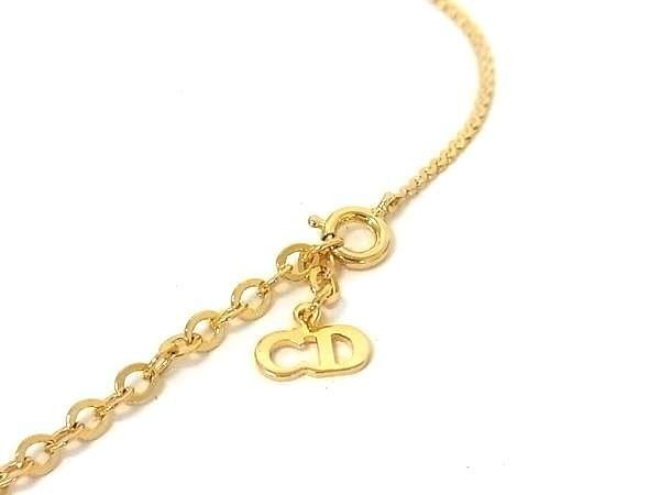 Dior Necklace CD Logo Gold Metal Rhinestone Vintage — view 3