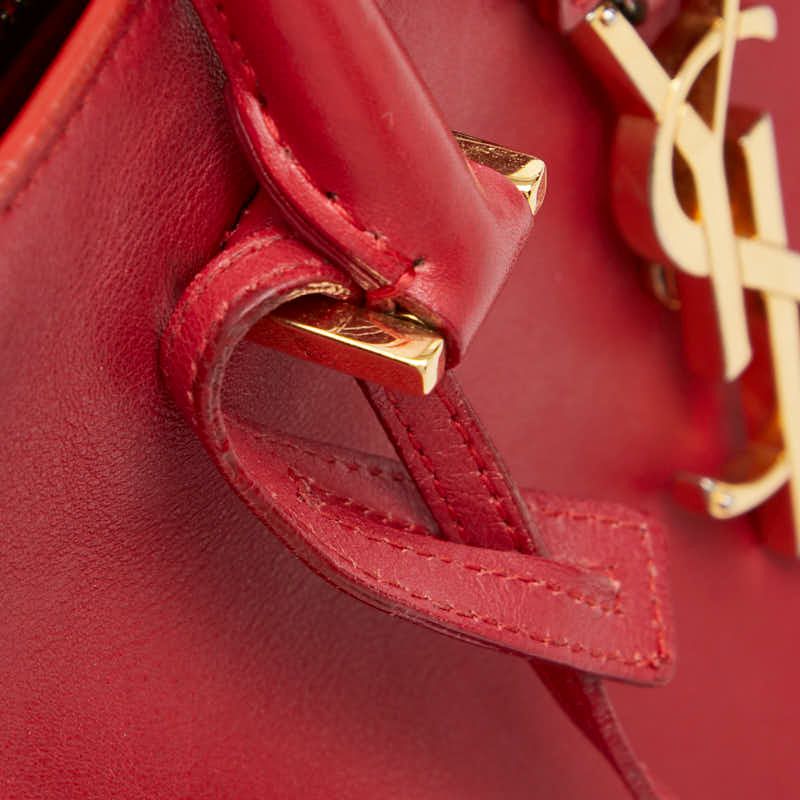 Saint Laurent Baby Monogram Cabas 2-Way Shoulder Bag Red Leather — view 8