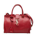 Saint Laurent Baby Monogram Cabas 2-Way Shoulder Bag Red Leather