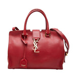 Saint Laurent Baby Monogram Cabas 2-Way Shoulder Bag Red Leather
