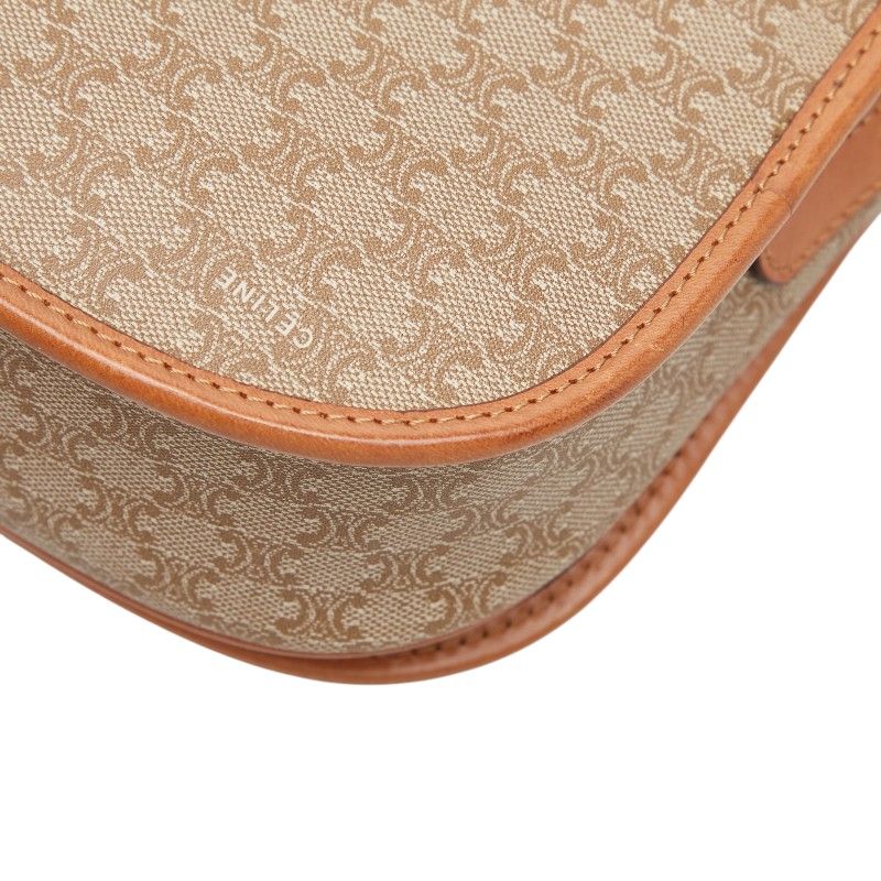 Celine Macadam Crossbody Shoulder Bag Beige Brown Leather — view 6