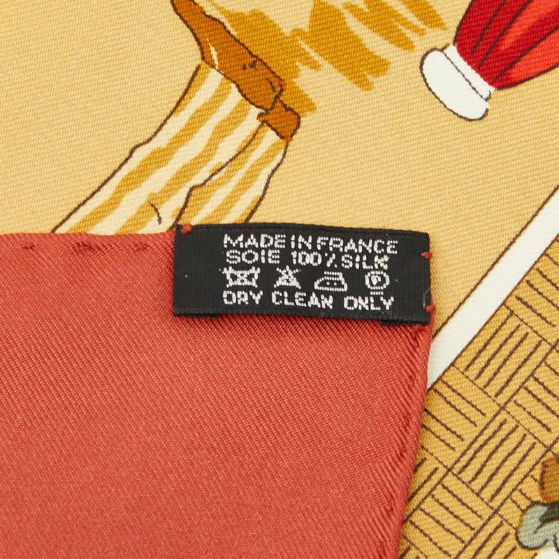 Hermes Carre 90 Un Siecle de Courses Deauville Horse Racing Era Scarf Brown — view 7