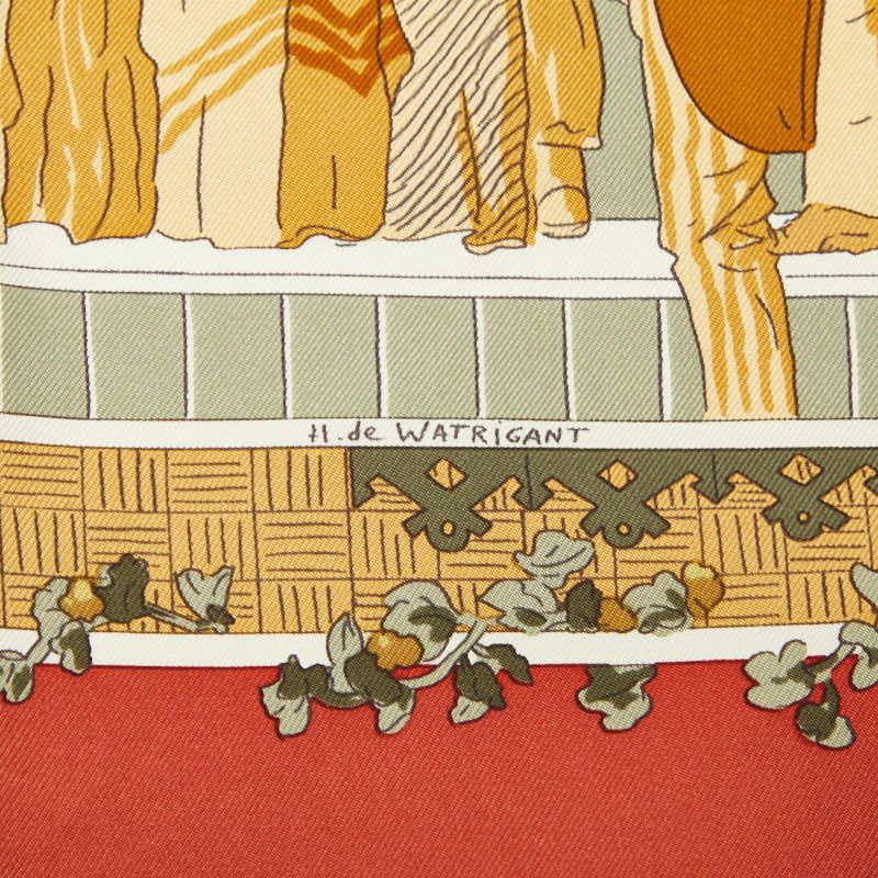 Hermes Carre 90 Un Siecle de Courses Deauville Horse Racing Era Scarf Brown — view 3