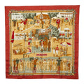 Hermes Carre 90 Un Siecle de Courses Deauville Horse Racing Era Scarf Brown