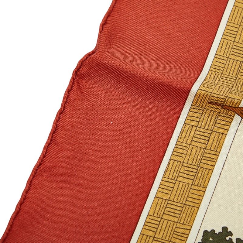 Hermes Carre 90 Un Siecle de Courses Deauville Horse Racing Era Scarf Brown — view 5