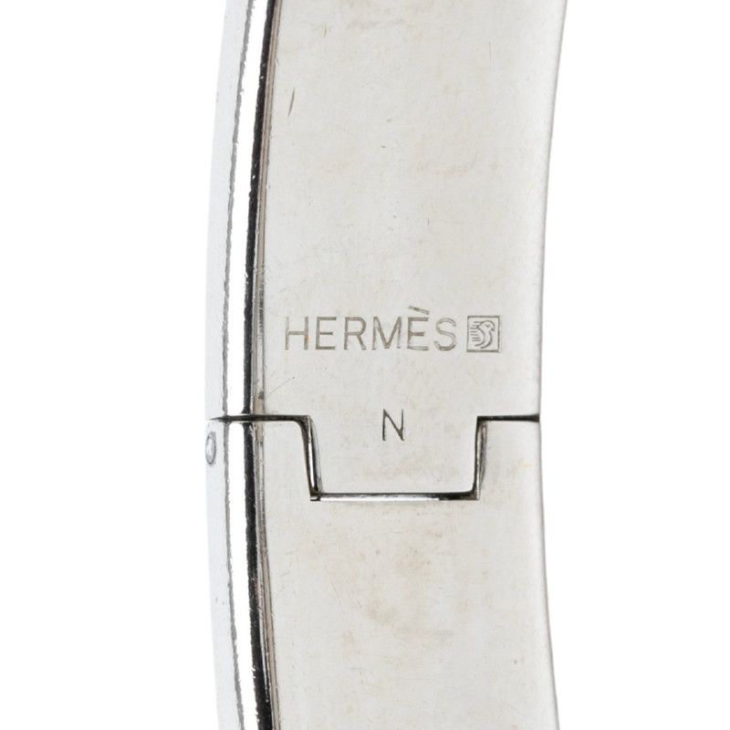 Hermes Click PM Enamel Bracelet Bangle Silver Orange Metal — view 4