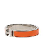 Hermes Click PM Enamel Bracelet Bangle Silver Orange Metal — view 2
