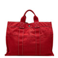 Hermes Deauville MM Tote Bag Red Cotton