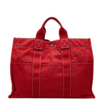 Hermes Deauville MM Tote Bag Red Cotton