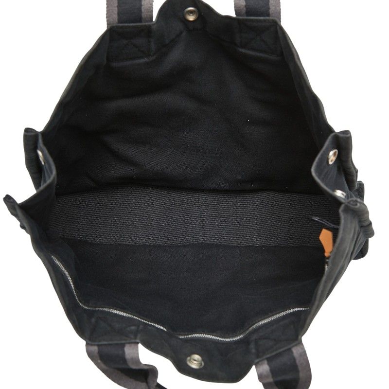 Hermes Fourre Tout MM Tote Bag Black Gray Cotton — view 8