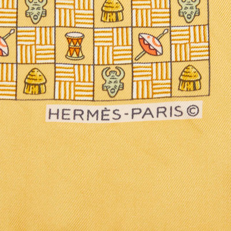 Hermes Carre 45 Handkerchief Scarf Yellow Multicolor Silk — view 5