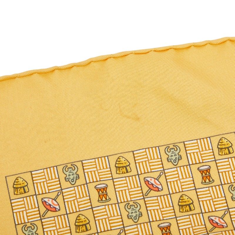 Hermes Carre 45 Handkerchief Scarf Yellow Multicolor Silk — view 4