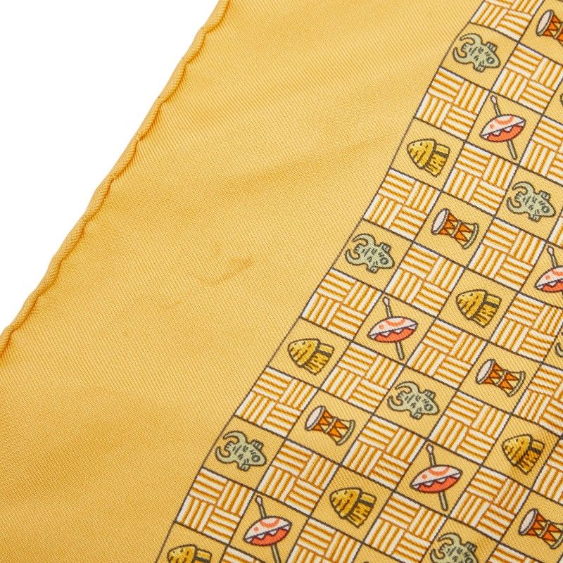 Hermes Carre 45 Handkerchief Scarf Yellow Multicolor Silk — view 3