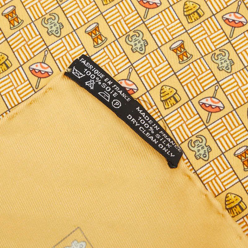 Hermes Carre 45 Handkerchief Scarf Yellow Multicolor Silk — view 6