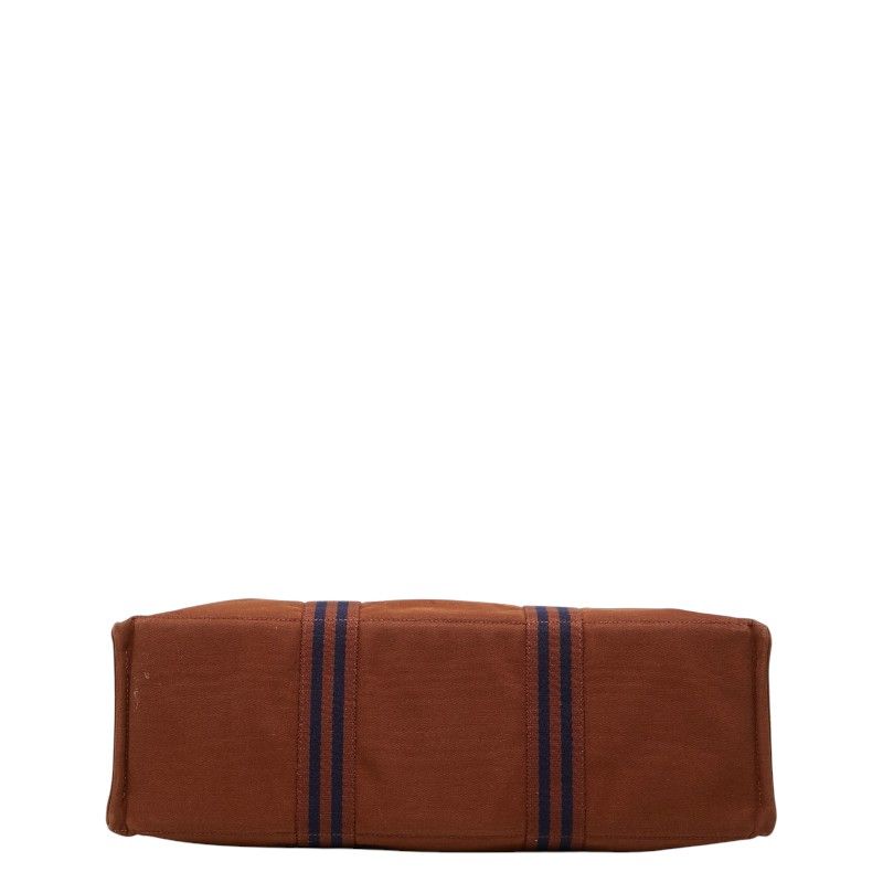 Hermes Fourre Tout GM Tote Bag Brown Navy Cotton — view 3