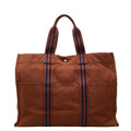 Hermes Fourre Tout GM Tote Bag Brown Navy Cotton